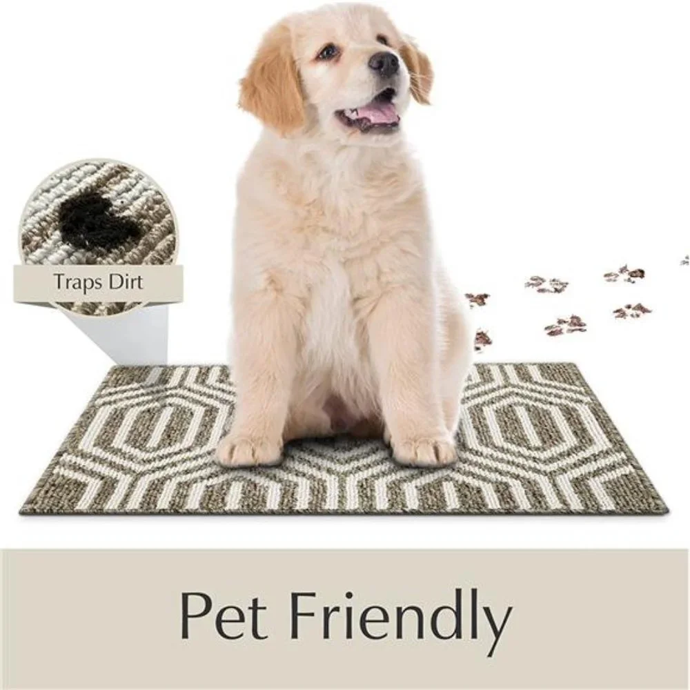 2 Pack, Inside Outside Door Mats, Rubber Backing Odorless and Non Slip - Brown